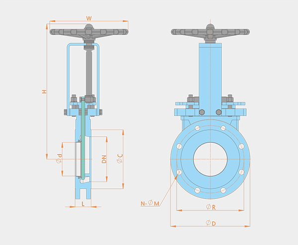 單向密封手動暗桿法蘭型刀閘閥